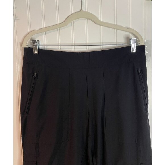 Athleta Black Stretch Cargo Pants Size 14P With Zipper Pockets - Picture 6 of 15